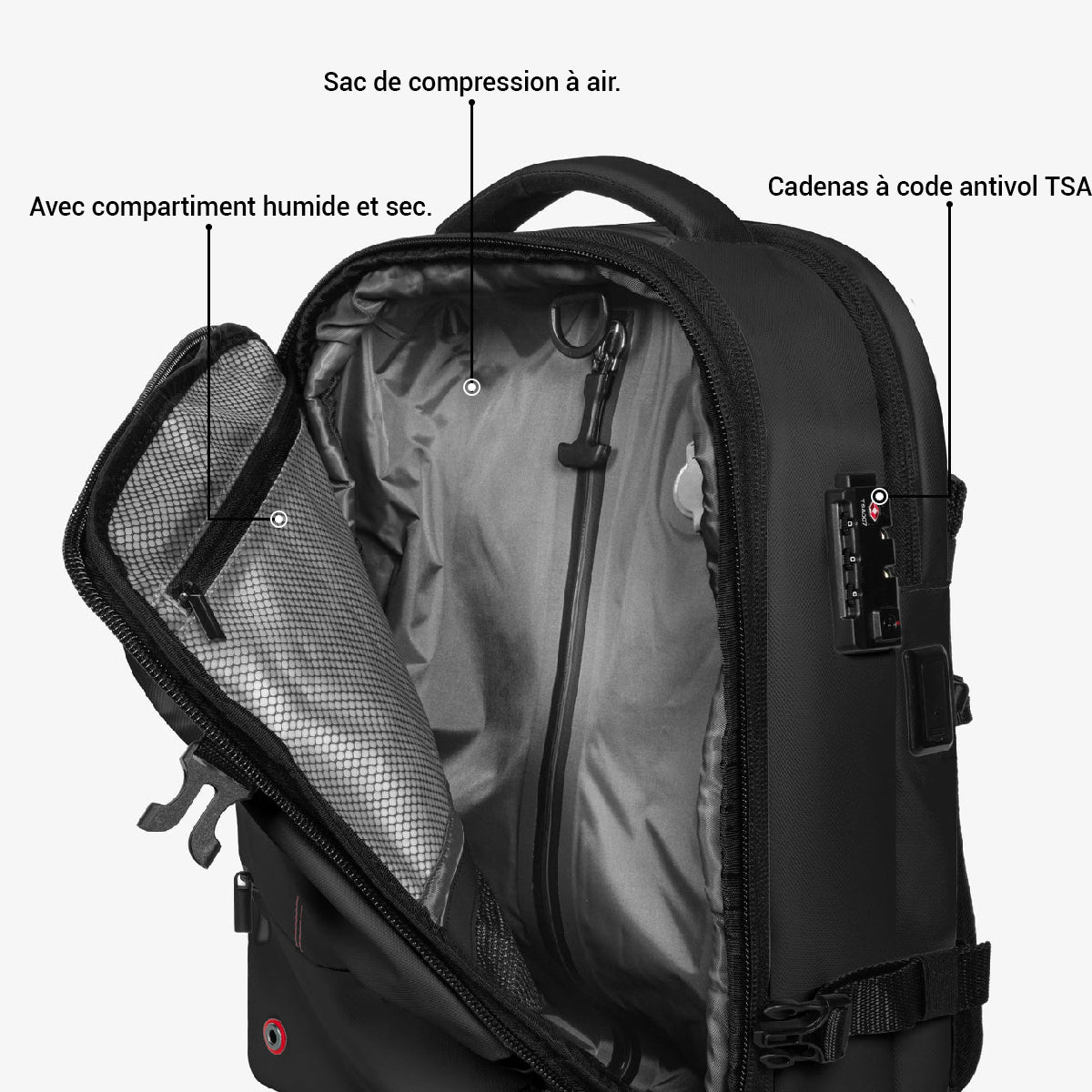 Sac cabine avec cadenas TSA intégré